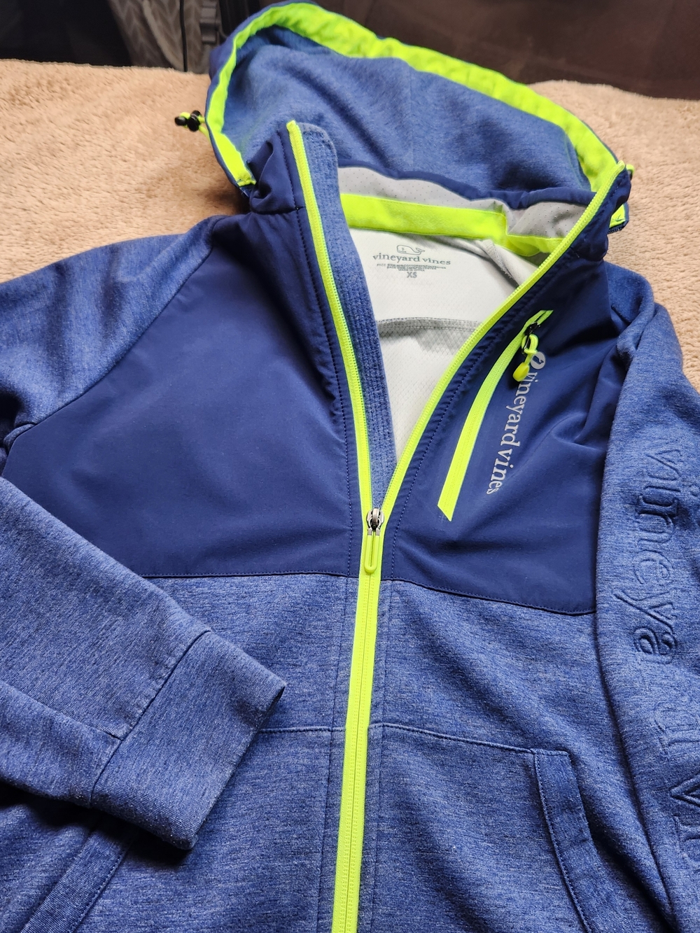 Vineyard Vines XS Blue & Lime Zip-Up Hoodie